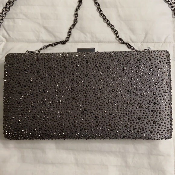 Gunmetal & Silver Evening Clutch NWOT - Picture 2 of 4